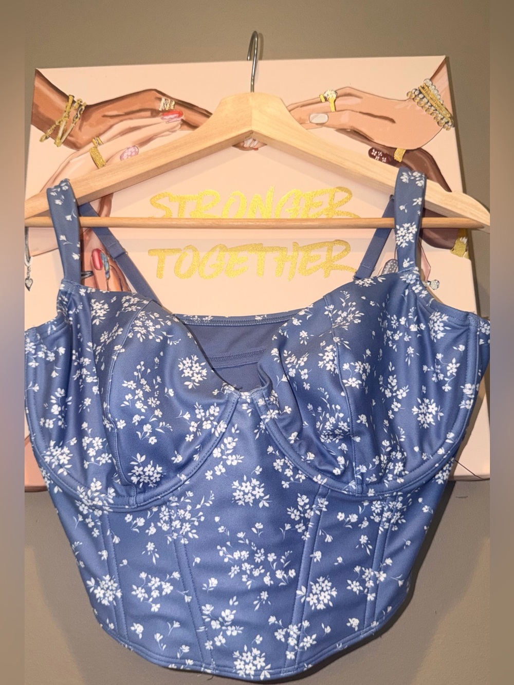 Gilly Hicks Blue Floral Underwire Corset Tank